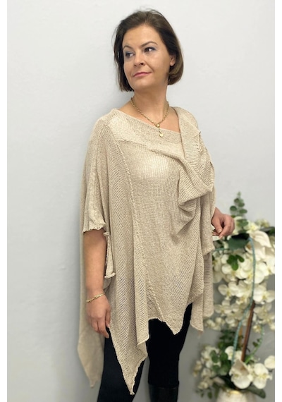 Mia Butik Kadın Bej Tasarım Merserize Mevsimlik Bluz-1602 Bej