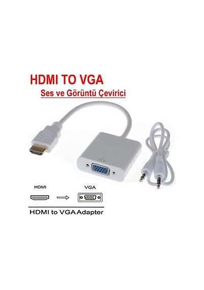 HDMI To Vga Ses Destekli Çevirici Dönüştürücü Kablo