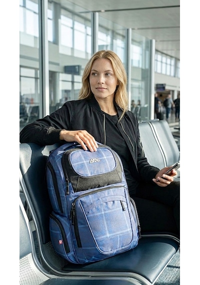 Sol - Crosshatch Unisex Sırt Çantası Mavı/sıyah