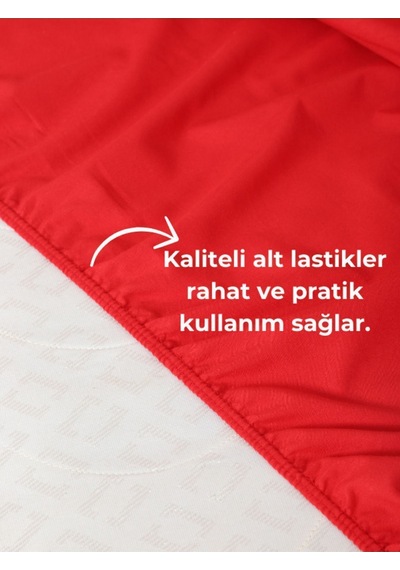 Kırmızı Lastikli Çarşaf Takımı Fitted Pamuklu Kumaş Yastık Kılıflı