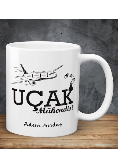 Uçak Mühendisi İsme Özel Meslek Kupa Bardak 07 Beyaz
