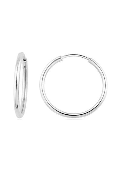 Beyaz Altın Minik Halka Küpe Çap: 1.5cm Beyaz Altın