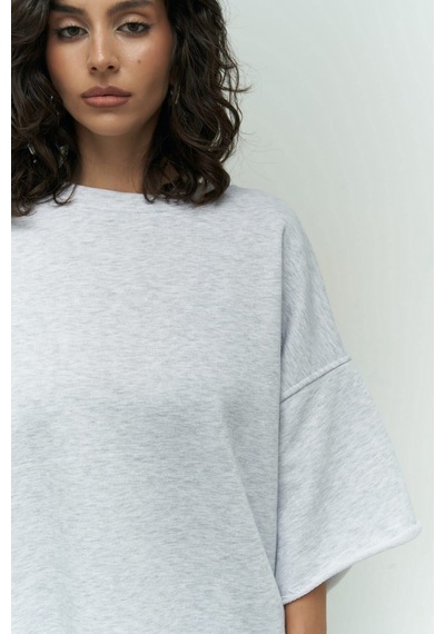 Mai Collection Mai Studios Co. Lion Karmelanj Oversize T-shirt Yırtıklı Eşofman Takım Gri