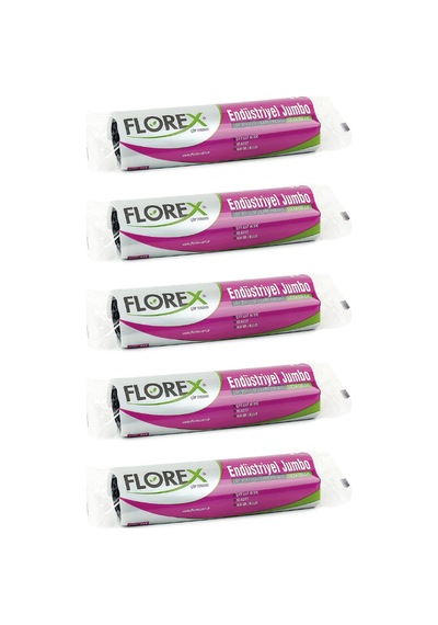 Florex Endüstriyel Jumbo Boy Çöp Torbası 80x110 Cm 10'lu Rulo Siyah 5 Rulo (50 Adet)