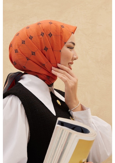 Silk Home Olinda Eşarp - Turuncu Siyah - Turuncu Siyah