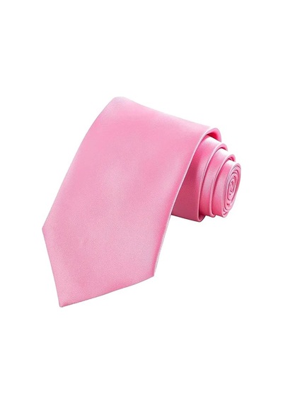 Tezzgelsin Erkek Saten Kravat Mendil Ve Silver Çelik Kravat İğne Set Açık Pembe