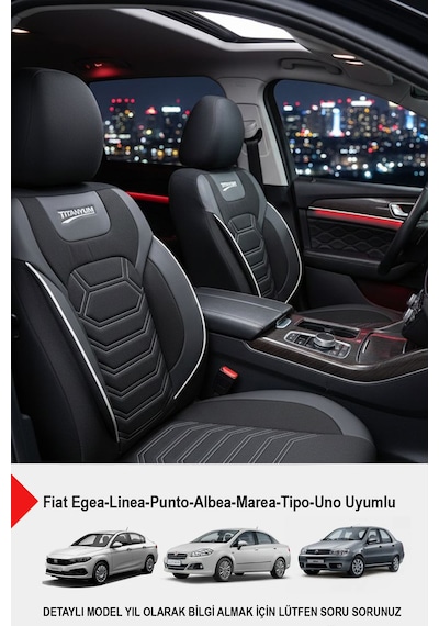 Titanyum Serisi Lüks Keten Oto Koltuk Kılıfı Fiat Egea-linea-punto-albea-tipo-uno Uyumlu Beyaz