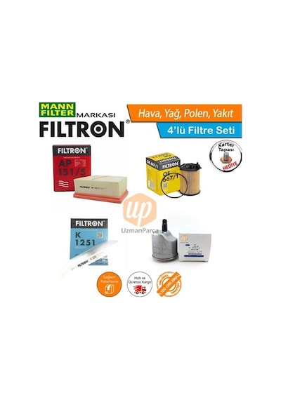 Ford Courier 1.5 1.6 Tdci Mann Filtron Filtre Seti 2014-2018