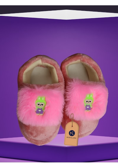 Miraluni Peluş Bebek Panduf Ve Ev Botu Yumuşak Tabanlı, Sıcak Tutarlı, Kaymaz Ev İçi Kışlık Patik Pudra Pembe