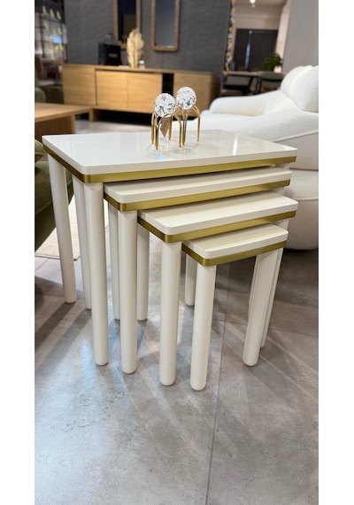 4lü Bohem Zigon Sehpa Gold Bej