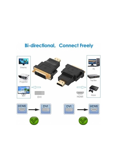 Hdmi Dvi Hdmı Erkek To Dişi Dvı 24+5 Erkek Çevirici Aparat