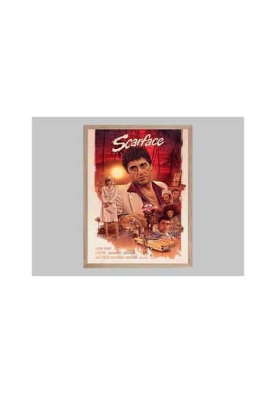 Scarface Doğal Ahşap Çerçeveli Tek Parça Dekoratif Tablo Çok Renkli - 820358048 Çok Renkli