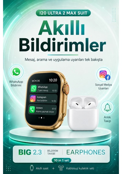 Bluetooth Uyumlu Akıllı Saat Ve Kablosuz Kulaklık Günlük Kullanıma Uygun Set