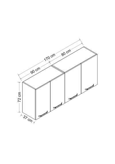 Minar 170 Cm Mutfak Dolabı Beyaz 170-B2-Üst Modül Beyaz