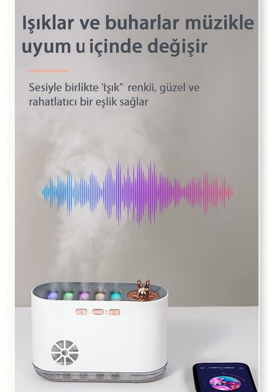 Ritimli Işık Ve Buhar Özellikli Aroma Terapi Cihazı - Sessiz Çalışma, 700ml Su Kapasitesi Beyaz