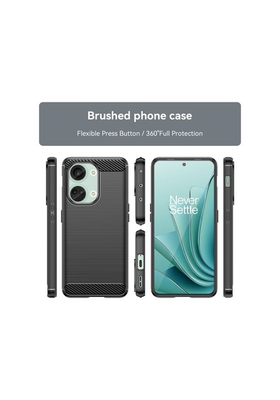 OnePlus 11 Global Brushed Carbon Fiber Silikon Kılıf-Siyah AL3332