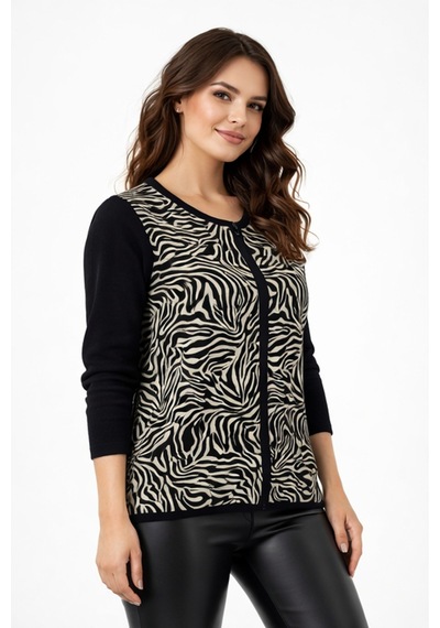Gürkan Kadın Zebra Desen Triko Kazak Bgl-st05286 Krem