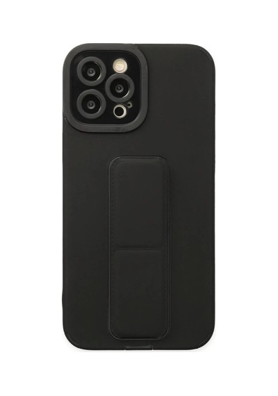 İphone 12 Pro Max Kılıf Mega Standlı Silikon - Siyah