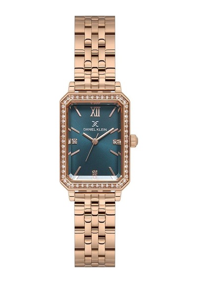 Daniel Klein Dk.1.13970-5 Dikdörtgen Kasa 3 Atm Suya Dayanıklı Taşlı Tasarım Rose Kadın Kol Saati Rose Gold