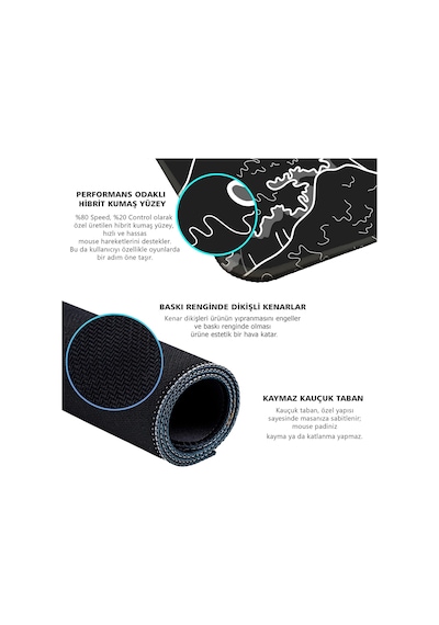 Gamer Mouse Pad 90x40 Mouse Pad Xxl Büyük Oyuncu Kanagawa Mousepad Black Kanagawa, 90x40 Cm 3mm Kalınlık