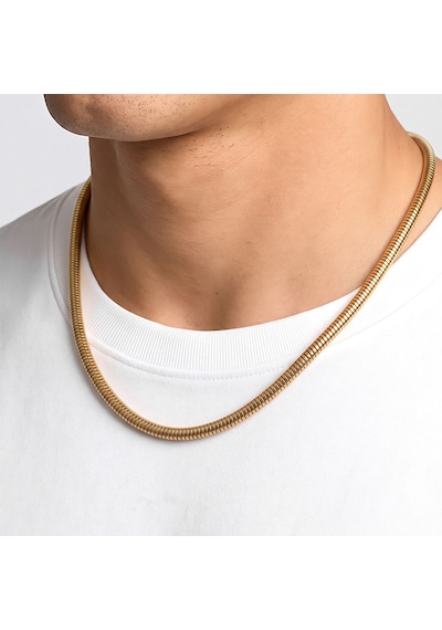 Premium Parlak Ve Şık Oval Spiral Erkek Çelik Zincir Kolye 5 Mm 55 Cm 3183eck011 - Gold Renk Altın