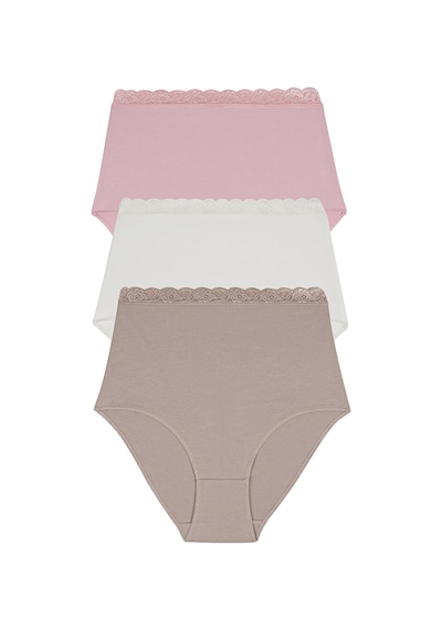 Suwen 3lü Paket Pamuklu Yüksek Bel Slip Külot St0040601b40 Ekru - Vizon - Pembe