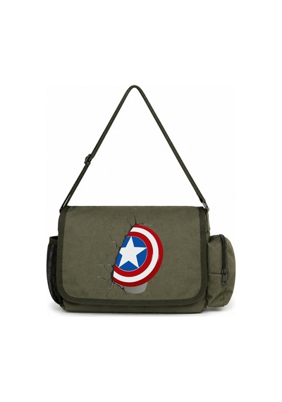 Sevbano Kaptan Amerika Avengers Kahraman Film Baskılı Unisex Okul, Spor, Haki