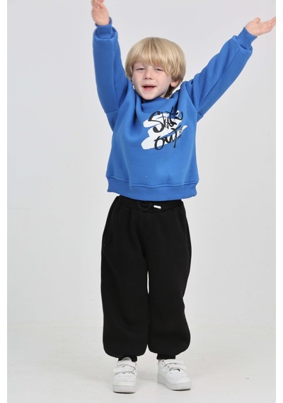 Toontoy Kids Toontoy Erkek Çocuk Skate Arka Baskılı Eşofman Takım Saks Mavisi