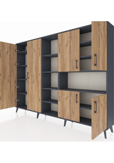 Arges Dolap 13 Raflı 6 Kapaklı 220x30x163 Antrasit-çam/antrasit Atlas Çam/antrasıt - Antrasıt Arges Dolap 13 Raflı 6 Kapaklı 220x30x163 Antrasit-çam/antrasit Atlas Çam/antrasıt - Antrasıt