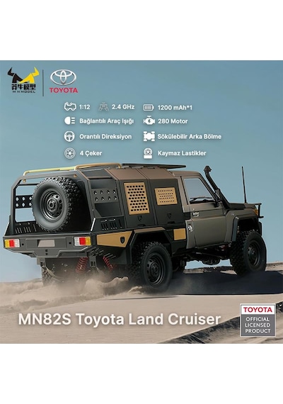 Mn Model Mn82s 1/12 Supertourer Toyota Land Cruiser Lc79 4wd Rc Model Uzaktan Kumandalı Araba Crawler Offroad Truck Rtr Lisanslı Siyah+dahili Işık Seti