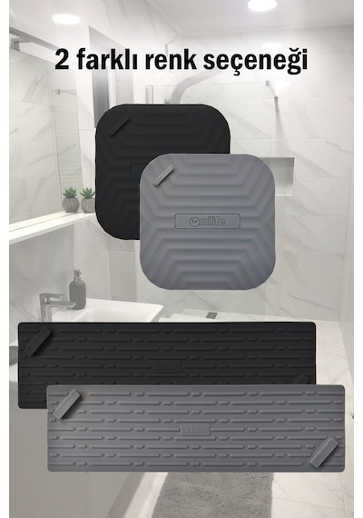 2'li Set Gri Uzun Ve Gri Kare Silikon Gider Kapağı Koku Önleyici Banyo Mutfak Gider Tıkacı