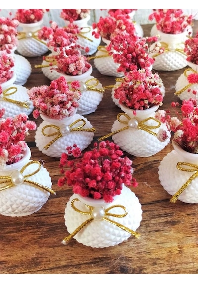 Bernami Mumluk Şamdanpinterest Nikah Nişan Söz Kına Şeker Hediyelik Taştan Mini Vazo Kuruçiçekli - 25 Adet Diğer