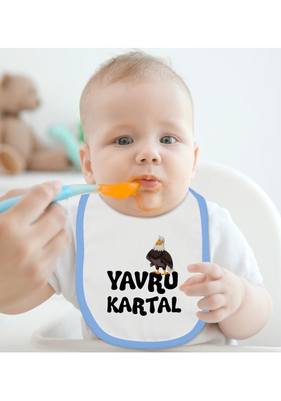 BK Kids Yavru Kartal Tasarımlı Mavi Bebek Mama Önlüğü-1