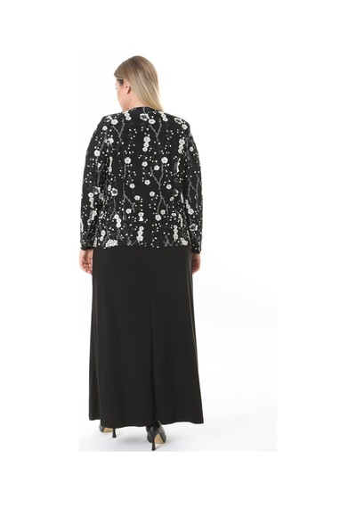 Ladies First Büyük Beden 3905 Siyah Ceket + Elbise Takım 001