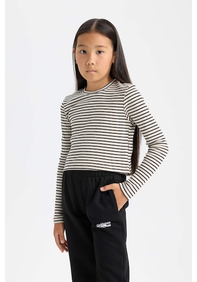 DeFacto Kız Çocuk Cropped Fit Polo Yaka Çizgili Fitilli Kaşkorse Uzun Kollu Tişört D3368A824AUER99 Ekru DeFacto Kız Çocuk Cropped Fit Polo Yaka Çizgili Fitilli Kaşkorse Uzun Kollu Tişört D3368A824AUER99 Ekru