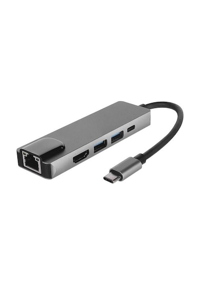 Hytech Hy-usbc80 4k 30hz Gri Metal 2xusb3.0 1xhdmı, 1xpd Gigabit Type C Adaptör