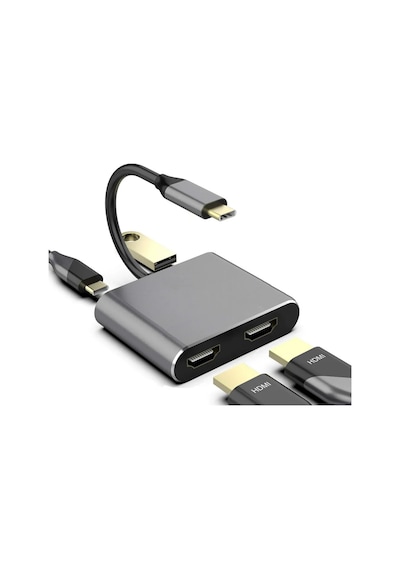 Platoon Pl-5580 4 İn 1 Type-c To 2x Hdmı + Usb+type-c Çevirici Dönüştürücü