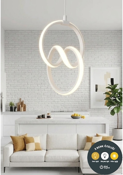 3 Renkli Signature Beyaz Sarkıt Avize Modern Salon, Mutfak, Çocuk Odası Ve Antre Aydınlatma