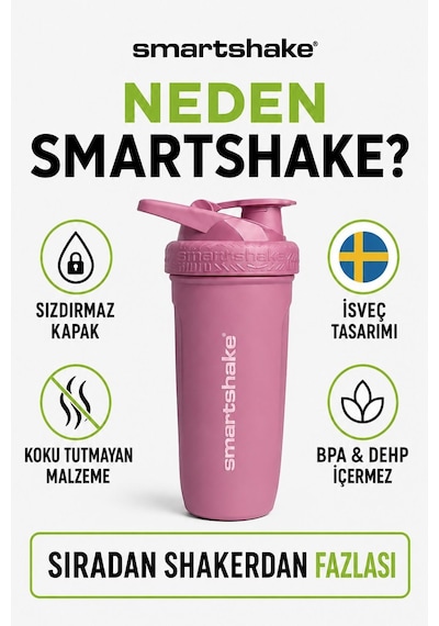Smartshake Reforce Paslanmaz Çelik Serisi 900 Ml Rose Pembe Protein Shaker
