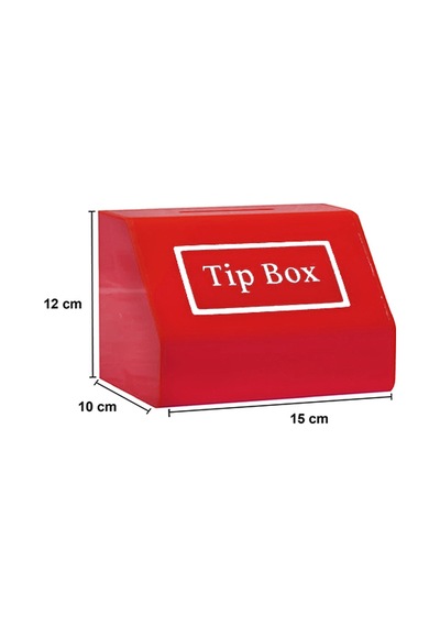 Pleksi Tip Box Bahşiş Kutusu Kırmızı 15x10xh12 Cm