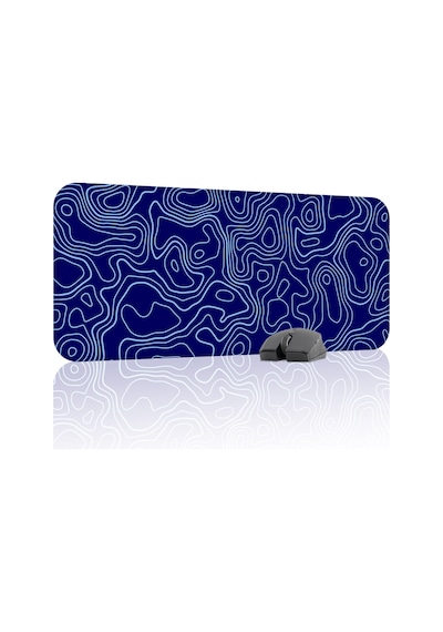 Mavi Lacivert 70x30 Xl Taraftar Gaming Oyuncu Mouse Pad Kaymaz Taban Büyük Fare Altlığı Topography