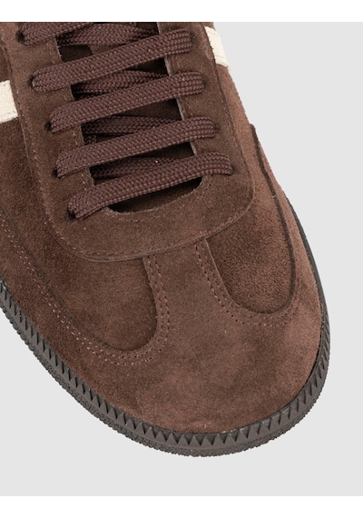 Kahverengi Krem Detaylı Süet Deri Kadın Sneaker Kahve Rengi