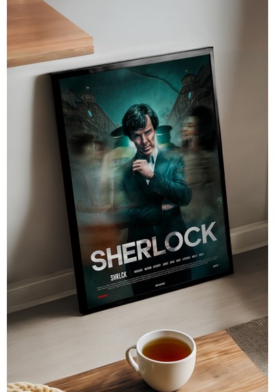 Sherlock Siyah Ahşap Çerçeveli Poster, Dizi Duvar Tablosu