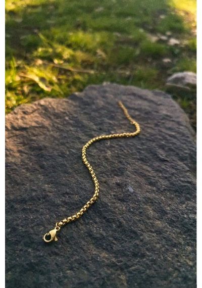 Örme Arnavut Zinciri Kararmaz Gold Çelik Bileklik Unisex Antrasit