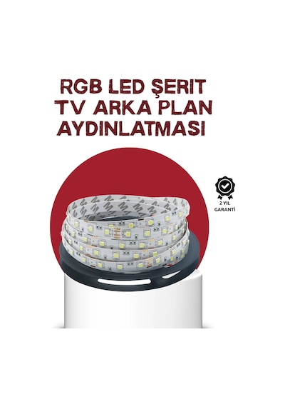Kendinden Yapışkanlı Led Şerit Televizyon Aydınlatması 2mt Çok Renkli