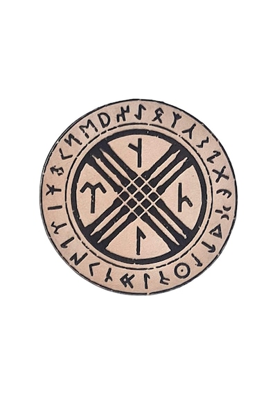 Tengri - Deri Peç - Arma - Türk Mitolojisi - Leather Patch Bej