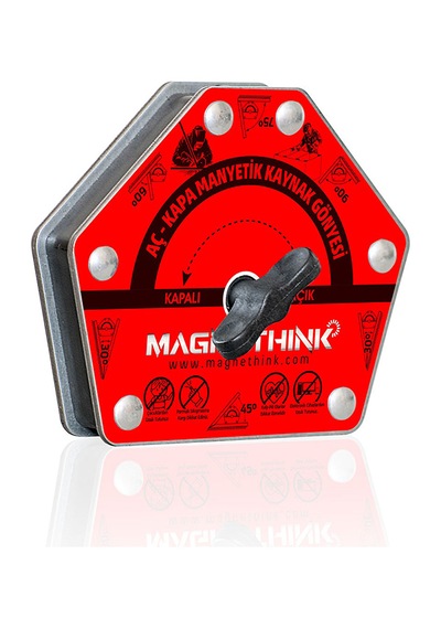 Magnethink Manyetik Kaynak Gönyesi Güçlü Mıknatıslı Aç Kapa Özellikli 6 Açılı Kolay Temizlenebilen Kırmızı 1 Adet