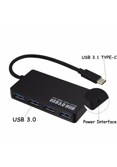 Alfais 4856 Type C Usb 3.1 4 Port Usb 3.0 2.0 Hub Çoğaltıcı Çoklayıcı Dönüştürücü Switch