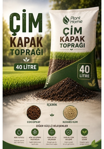 Çim Kapak Toprağı 40 Litre Çim Tohumu İçin Hazır Karışım, Cocopeat & Kuvars Kumlu Diğer