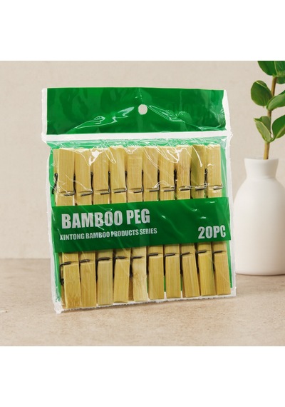 Bambu Ahşap Mandal 20'li Çok Renkli